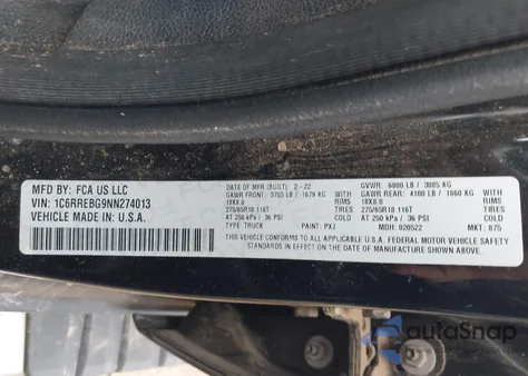 2022 Ram 1500 Big Horn 4X2 6'4 Box from USA, damaged, VIN 1C6RREBG9NN274013